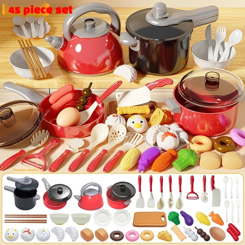 40+ Piece Kids Chef Kitchen Set - Realistic Role Play Toy for Ages 3-6