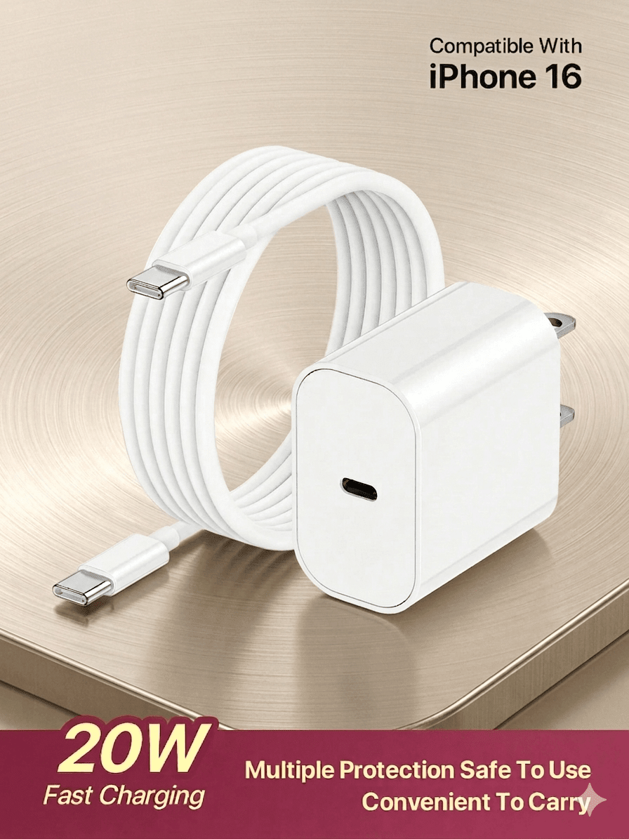 20W USB - C Fast Charger for iPhone 15, 16, 17 & iPad – Rapid Wall Plug - Zelii Mart20W USB - C Fast Charger for iPhone 15, 16, 17 & iPad – Rapid Wall PlugZelii MartZelii Mart