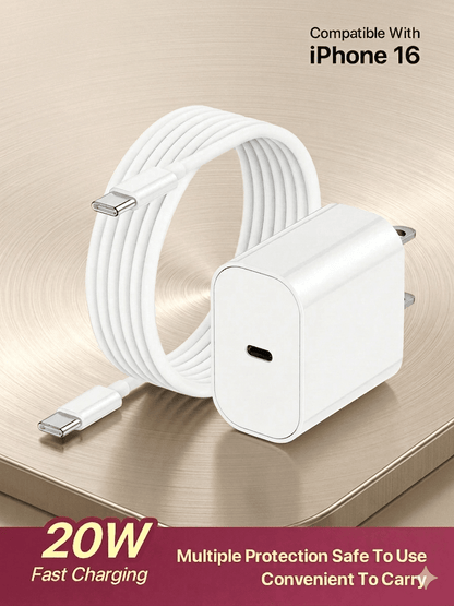 20W USB - C Fast Charger for iPhone 15, 16, 17 & iPad – Rapid Wall Plug - Zelii Mart20W USB - C Fast Charger for iPhone 15, 16, 17 & iPad – Rapid Wall PlugZelii MartZelii Mart