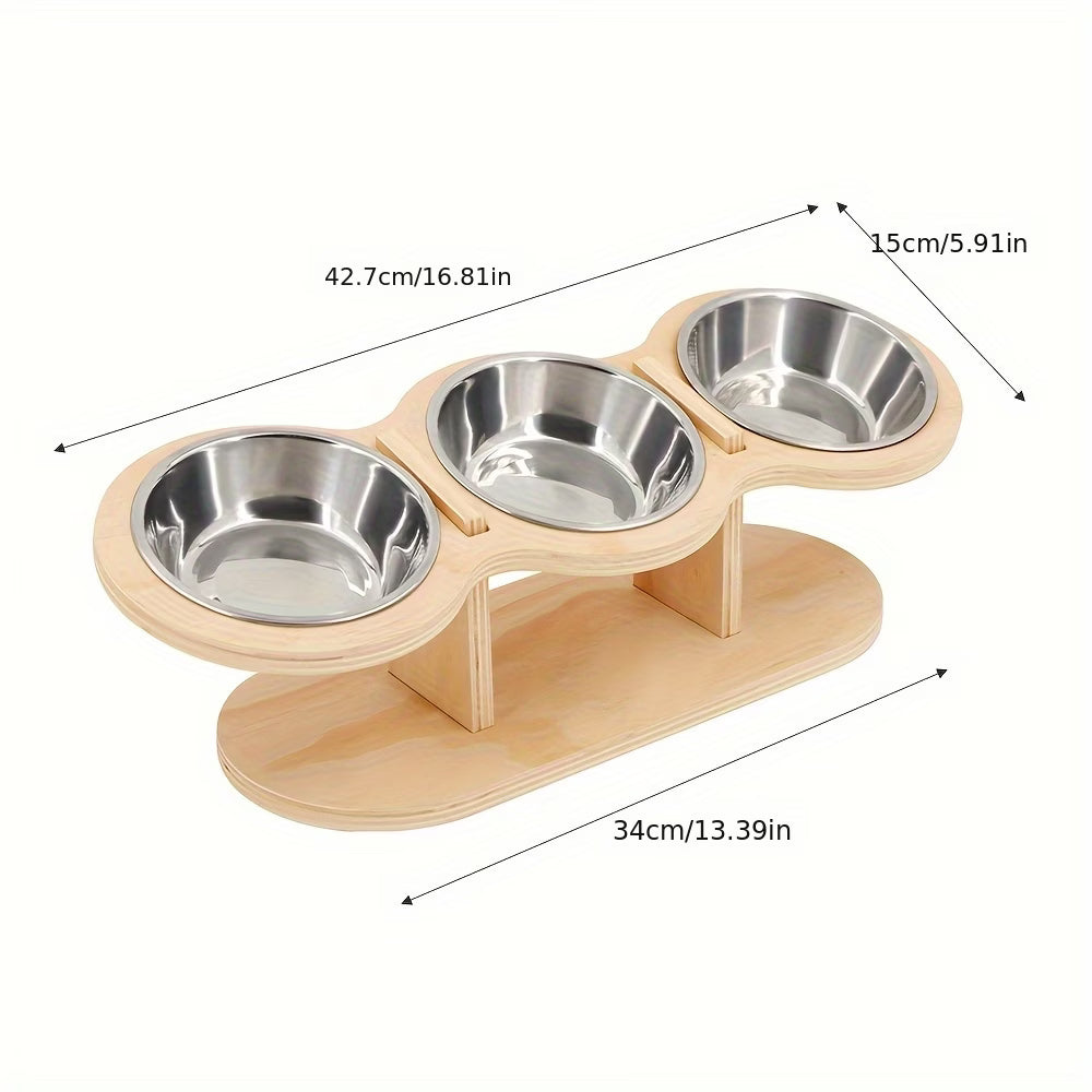 Premium Tilted Stainless Steel Elevated Bowls for Cats & Small Dogs