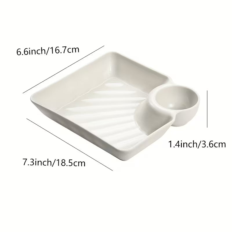 Durable Plastic Serving Tray Set - 4pc White Compartment Platters for BBQ & Deli