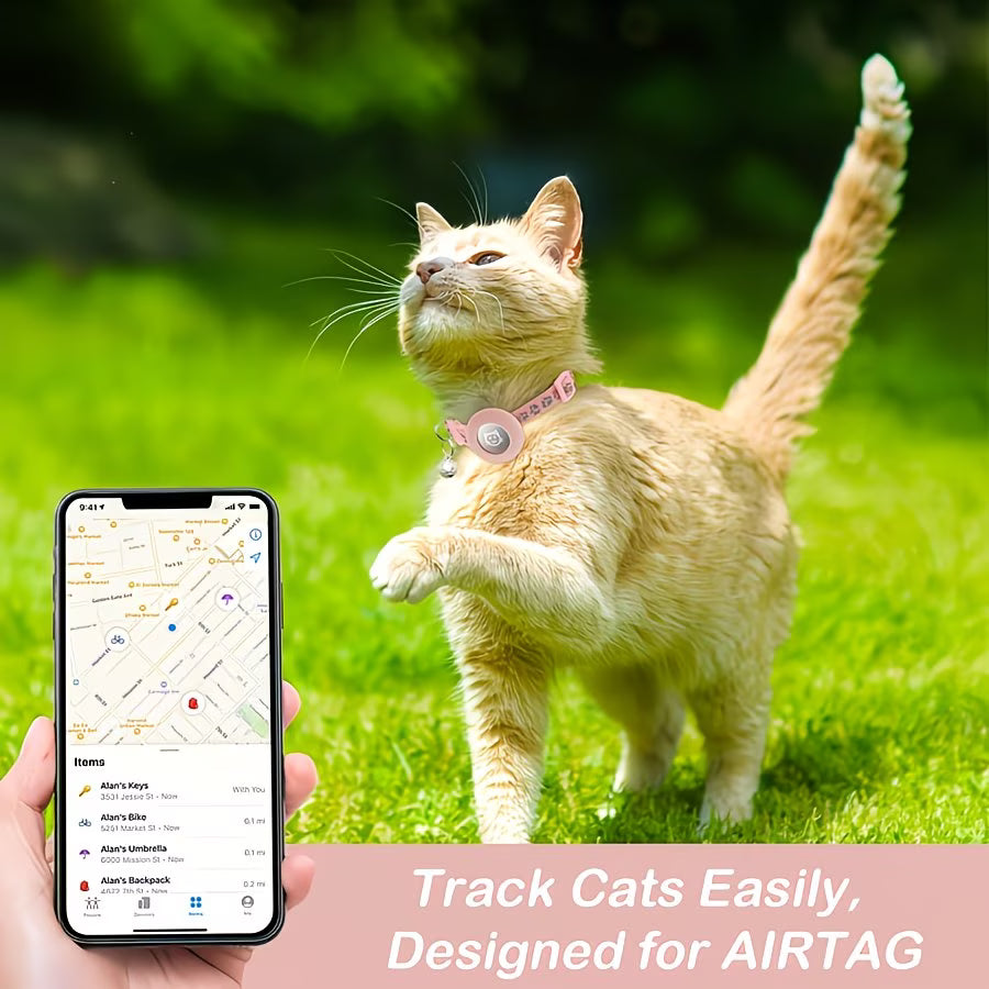 2 Pack AirTag Cat Collar Reflective Breakaway GPS Kitten Tracker