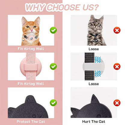 2 Pack AirTag Cat Collar Reflective Breakaway GPS Kitten Tracker