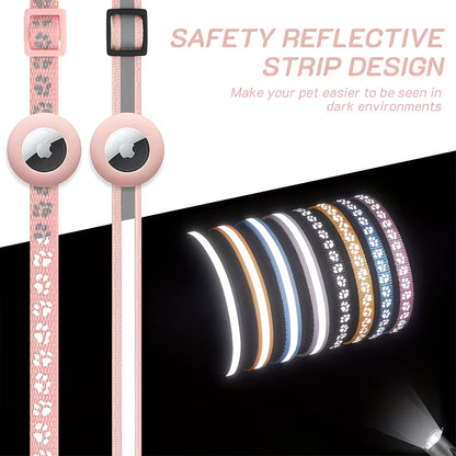 2 Pack AirTag Cat Collar Reflective Breakaway GPS Kitten Tracker