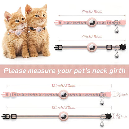 2 Pack AirTag Cat Collar Reflective Breakaway GPS Kitten Tracker