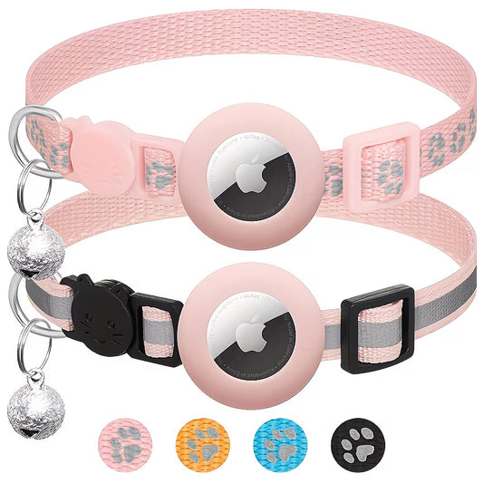 2 Pack AirTag Cat Collar Reflective Breakaway GPS Kitten Tracker