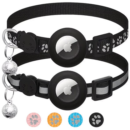 2 Pack AirTag Cat Collar Reflective Breakaway GPS Kitten Tracker