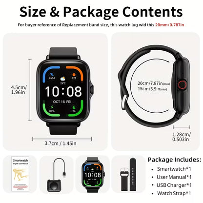 1.83" Smart Sports Watch: Calls, Health & Fitness Tracker Smart Watch