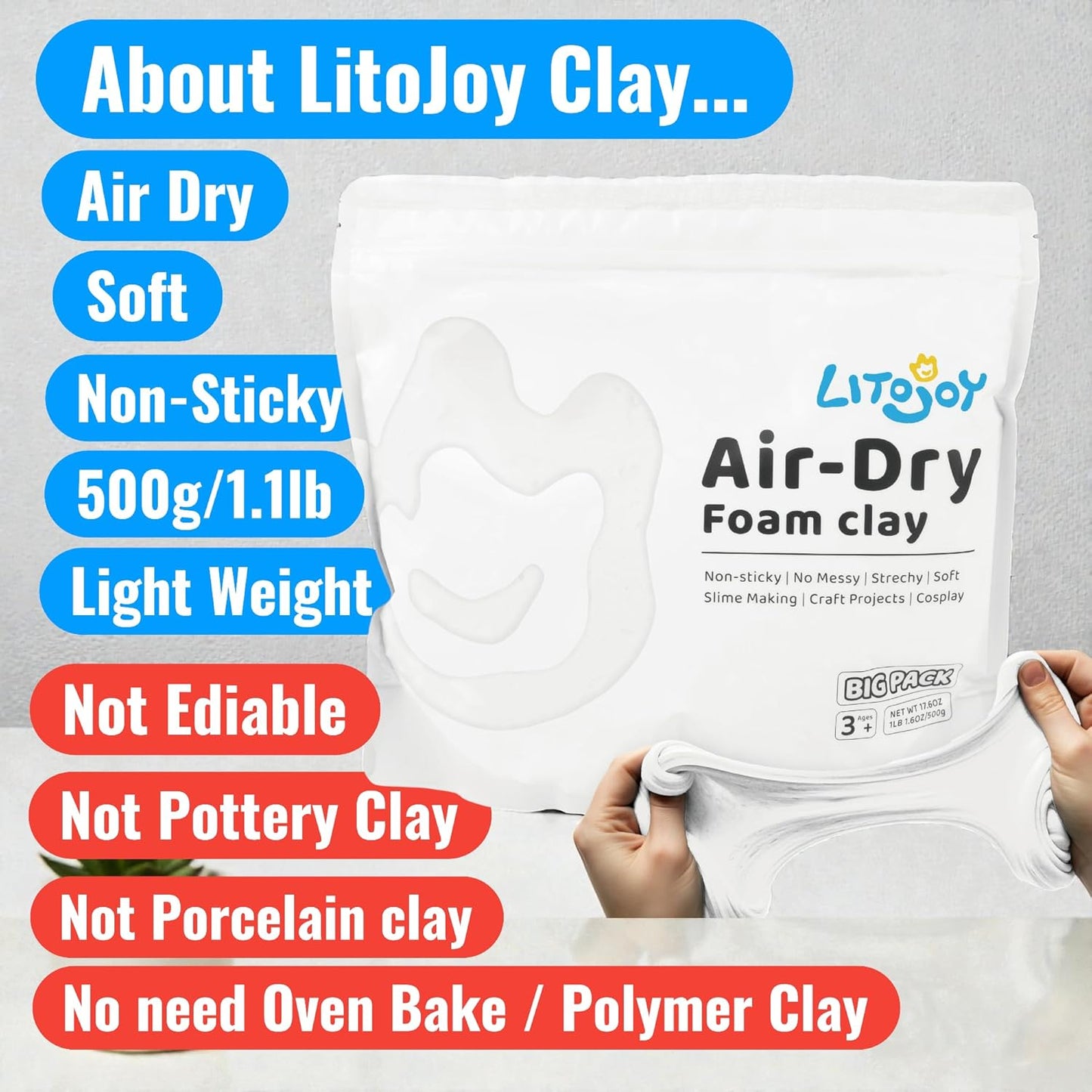 Air Dry Foam Clay 500g Soft Modeling Clay for Cosplay and Slime DIY - Zelii MartAir Dry Foam Clay 500g Soft Modeling Clay for Cosplay and Slime DIYZelii MartZelii Mart