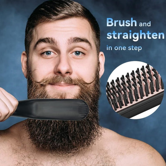HEYMIX 3-in-1 Hair & Beard Straightener Brush | 240V AU Plug