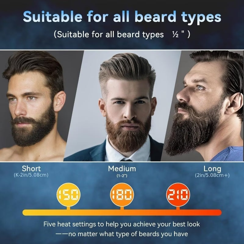 HEYMIX 3-in-1 Hair & Beard Straightener Brush | 240V AU Plug