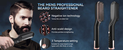 HEYMIX 3-in-1 Hair & Beard Straightener Brush | 240V AU Plug