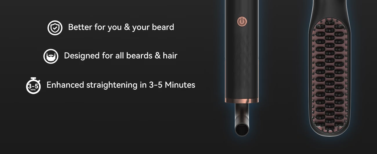 HEYMIX 3-in-1 Hair & Beard Straightener Brush | 240V AU Plug