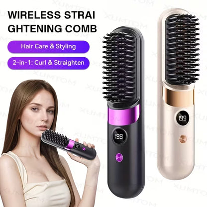 2-in-1 Ionic Straightener & Curler Precision Heat with LED Display