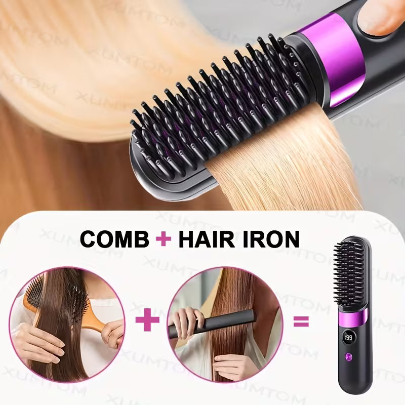 2-in-1 Ionic Straightener & Curler Precision Heat with LED Display