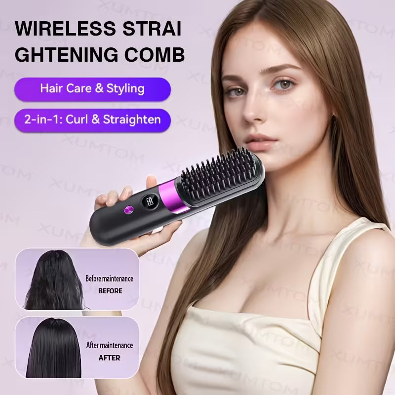 2-in-1 Ionic Straightener & Curler Precision Heat with LED Display
