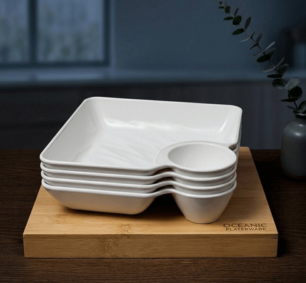 Durable Plastic Serving Tray Set - 4pc White Compartment Platters for BBQ & Deli - Zelii MartDurable Plastic Serving Tray Set - 4pc White Compartment Platters for BBQ & DeliZelii MartZelii Mart