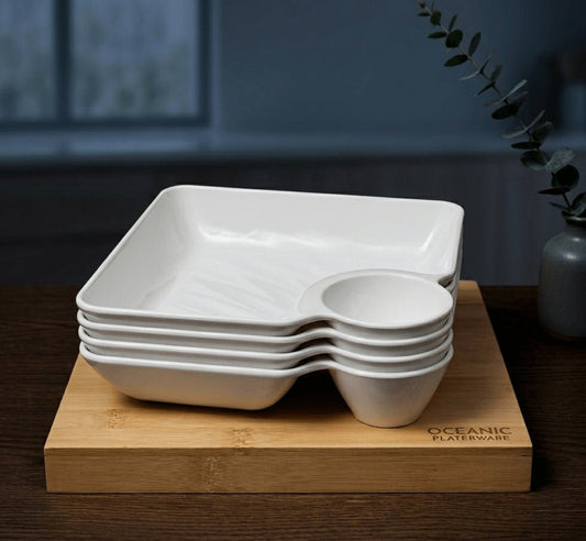 Durable Plastic Serving Tray Set - 4pc White Compartment Platters for BBQ & Deli - Zelii MartDurable Plastic Serving Tray Set - 4pc White Compartment Platters for BBQ & DeliZelii MartZelii Mart