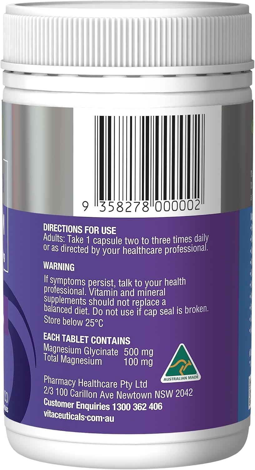 Pure Magnesium Glycinate 500mg - Relieves Cramps & Promotes Deep Sleep