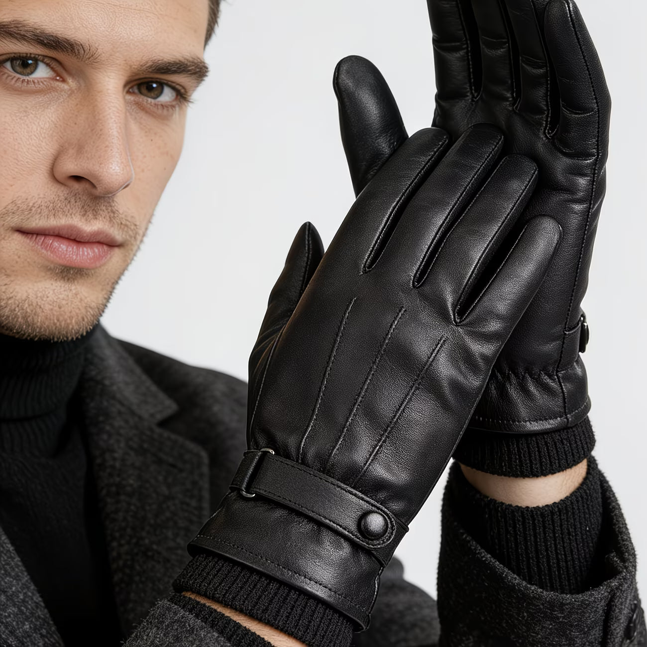 Bison Denim Men's Genuine Leather Touch Screen Gloves High Performance