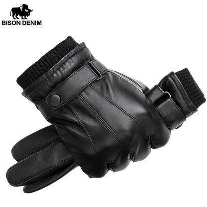 Bison Denim Men's Genuine Leather Touch Screen Gloves High Performance