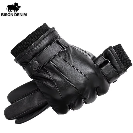 Bison Denim Men's Genuine Leather Touch Screen Gloves High Performance