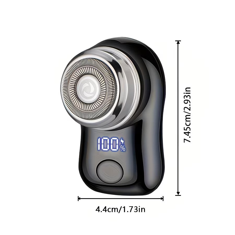 Handheld mini electric shaver perfect for grooming during travel or office commutes.