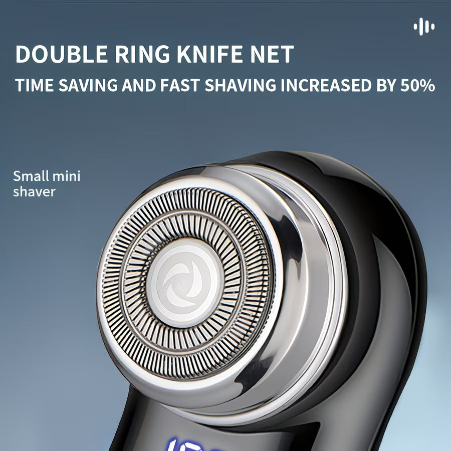 Men's grooming kit essentials featuring the Zelii Mart portable digital shaver.