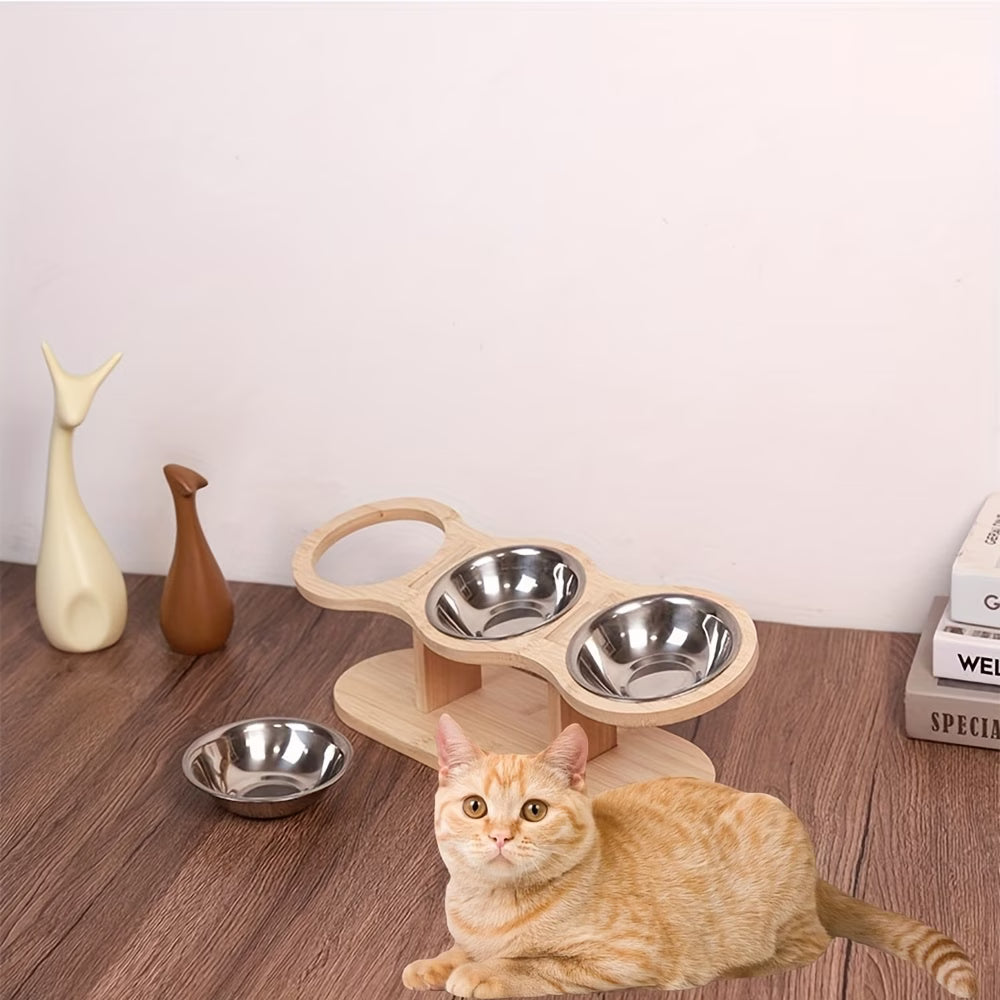 Premium Tilted Stainless Steel Elevated Bowls for Cats & Small Dogs