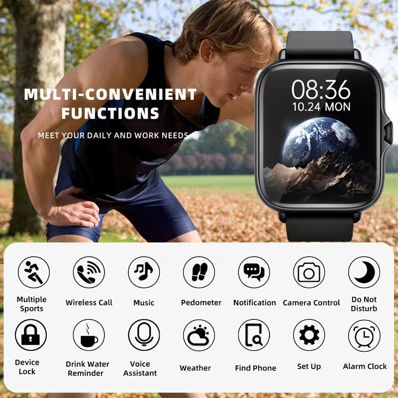 1.83" Smart Sports Watch: Calls, Health & Fitness Tracker Smart Watch