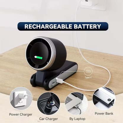 3-in-1 Mini Turbine Fan - 5 Speeds & 10H Rechargeable Mini Fan