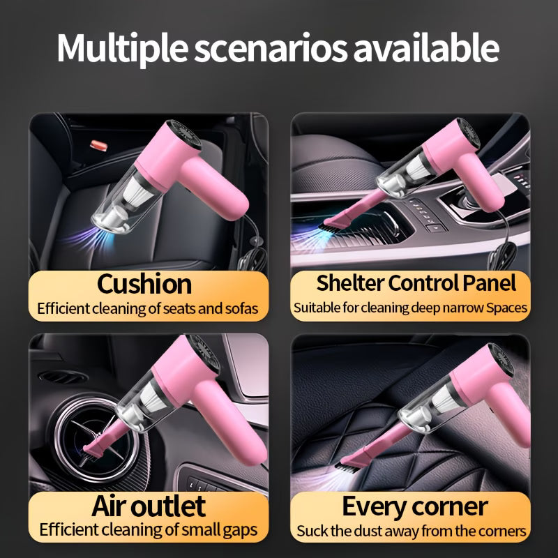 High Power 12V Corded Car Vacuum - Portable Handheld Cleaner for Pet Hair & Interiors