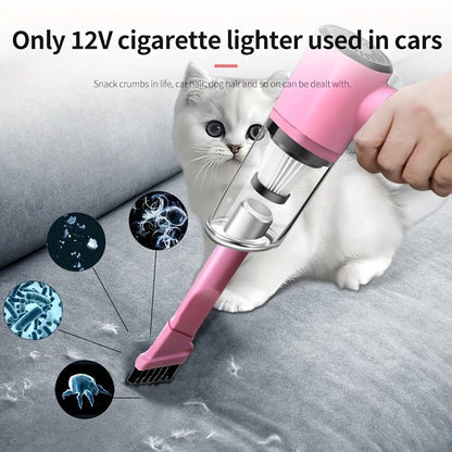 High Power 12V Corded Car Vacuum - Portable Handheld Cleaner for Pet Hair & Interiors