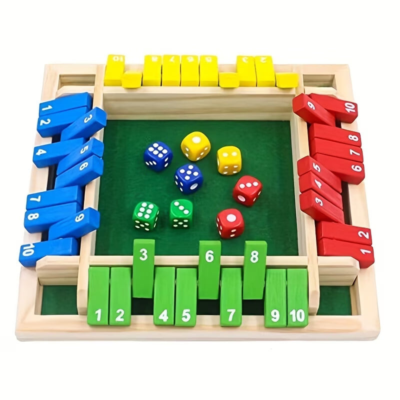 Interactive Wooden Number Dice Set- 8pc Colorful Educational Tabletop Game for Kids &  Family