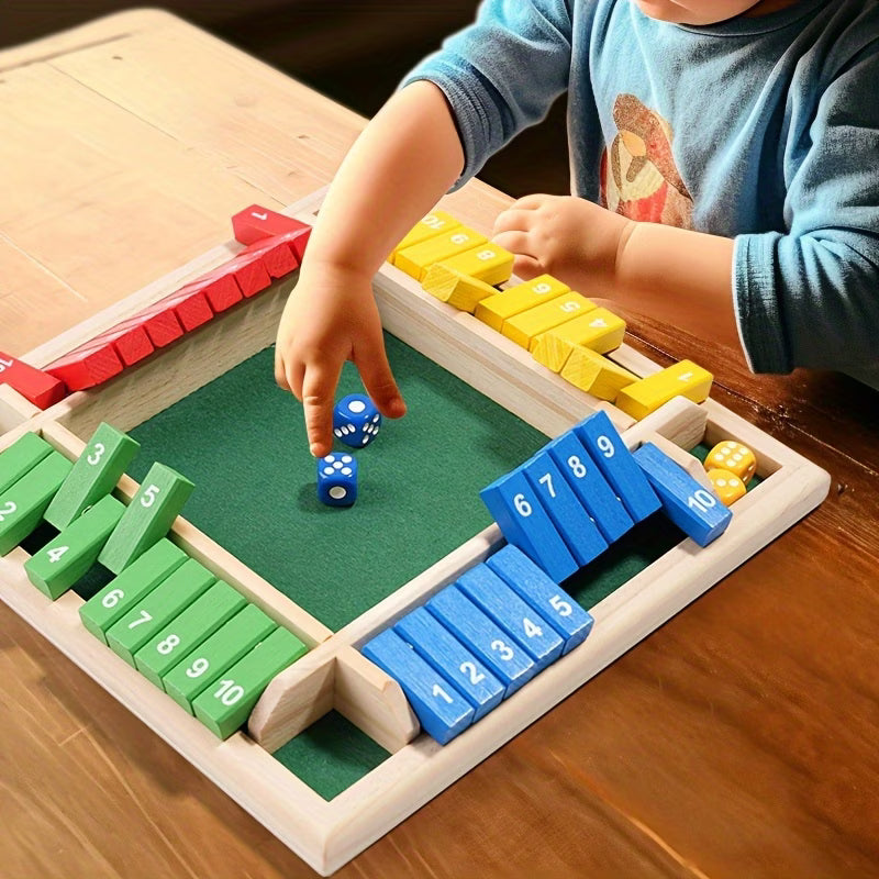 Interactive Wooden Number Dice Set- 8pc Colorful Educational Tabletop Game for Kids &  Family