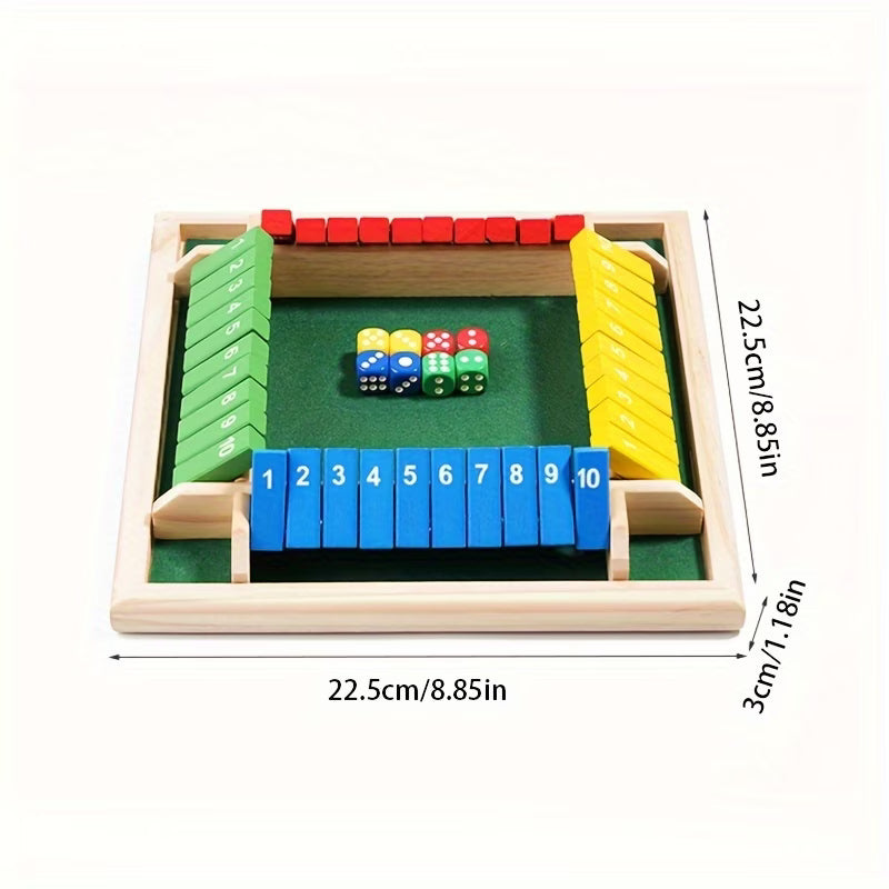 Interactive Wooden Number Dice Set- 8pc Colorful Educational Tabletop Game for Kids &  Family
