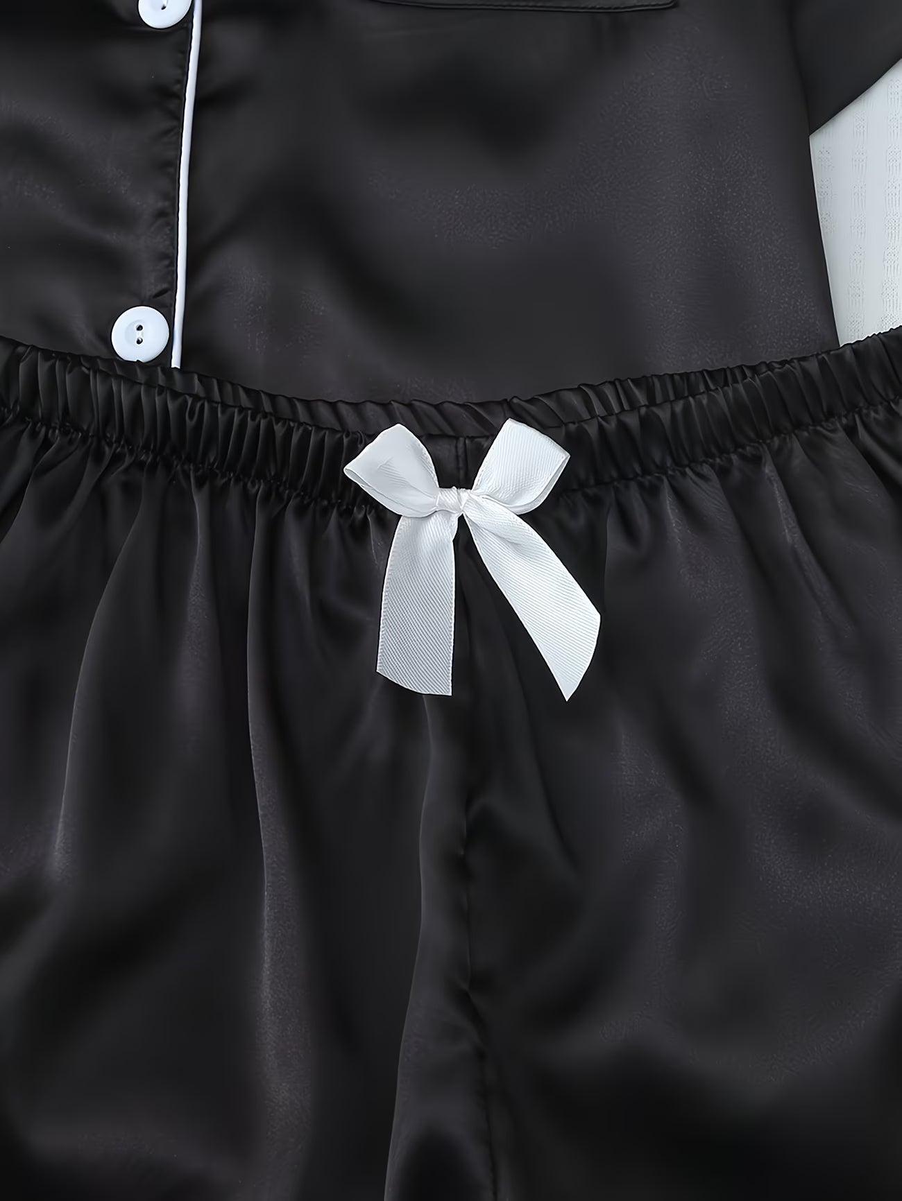 Women's Satin Pajama Set - Short Sleeve Button-Up & Shorts Loungewear