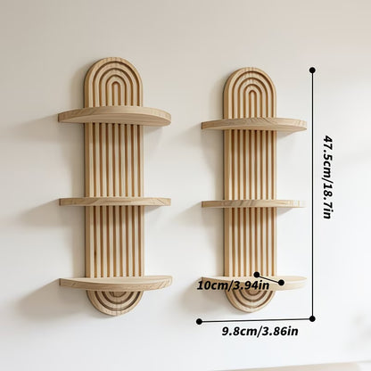 Boho Solid Wood Wall Shelf - Multi-Tier Floating Plant & Book DisplayZelii Mart