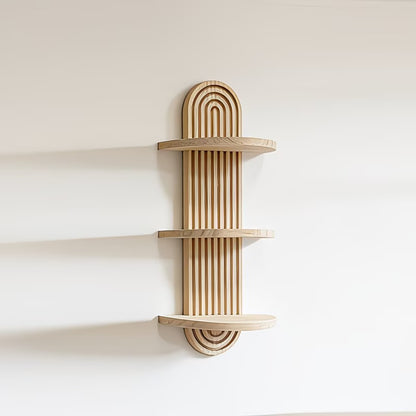 Boho Solid Wood Wall Shelf - Multi-Tier Floating Plant & Book DisplayZelii Mart