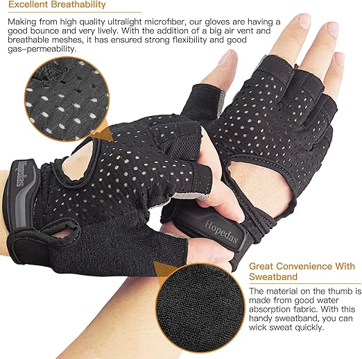 Ergonomic Workout Gloves featuring Integrated Sweatband and Microfiber Mesh Material