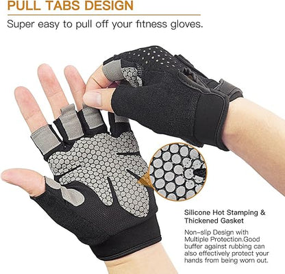 Unisex Weightlifting Gloves with Non-Slip Grip for Pull-ups and Gym Fitness