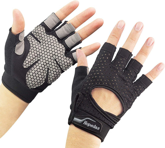 Premium Black Weightlifting Gloves with Silicone Palm Protection for Bodybuilding